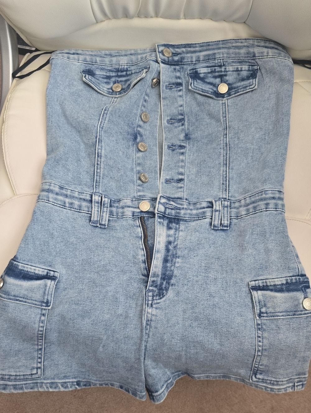 005 Light Blue Denim Women’s Shorts Romper